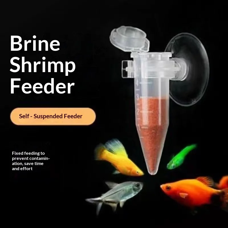 Brine Shrimp Egg Feeder with Suction Cup, Clear Scale Automatic Aquarium Fish Feeder, 1.5ml Mini Fish Tank Feeding Tube for Smal