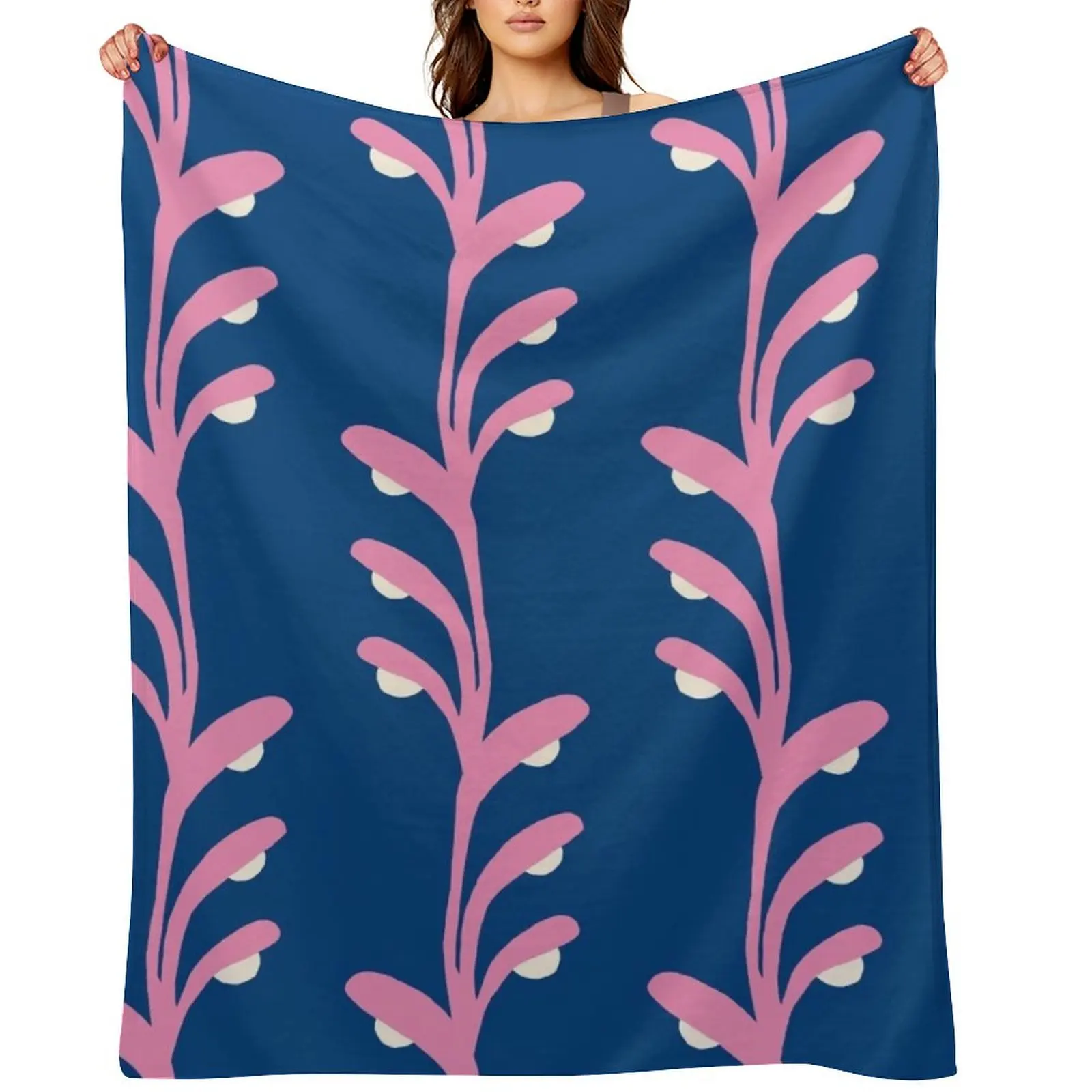 

algae and pearls (blue, pink) Throw Blanket Softest Furry Thins Plaid Blankets