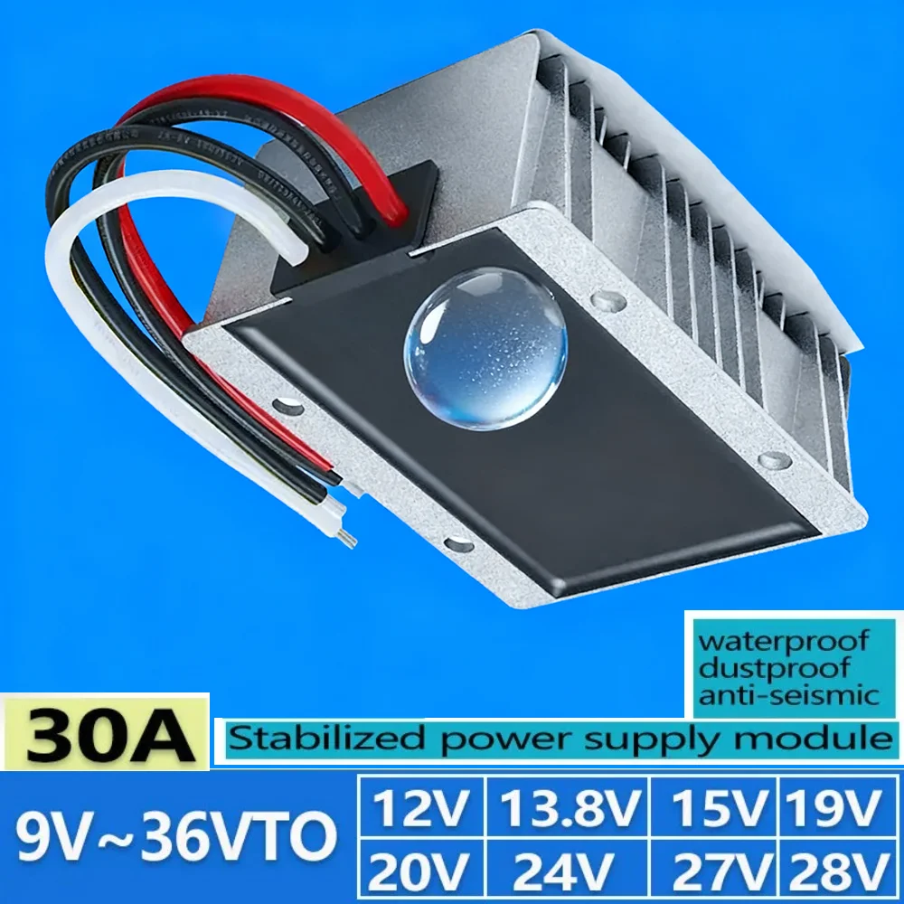 9-36V to 12V13.8V/24V15V/20V/19V 5A-20A DC to DC Buck-Boost Power Supply Voltage Regulator Module for Car Waterproof CE ROHS