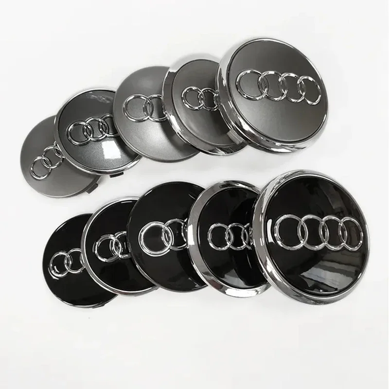 4pcs 77mm Car Wheel Hub Center Caps Auto Rim Covers For Audi Q7 4L0601170 Emblem Decoration Exterior Accessories