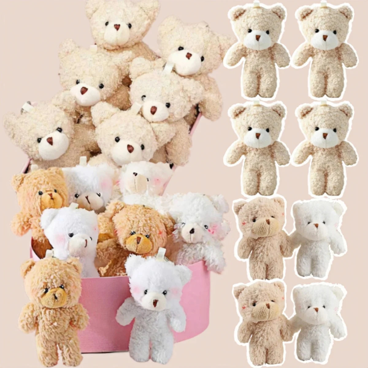 10/20/30pcs 4.7In Teddy Bears Stuffed Plush Toy Bear Plush Doll Keychain Craft Pendent DIY Wedding Birthday Christmas Party Gift