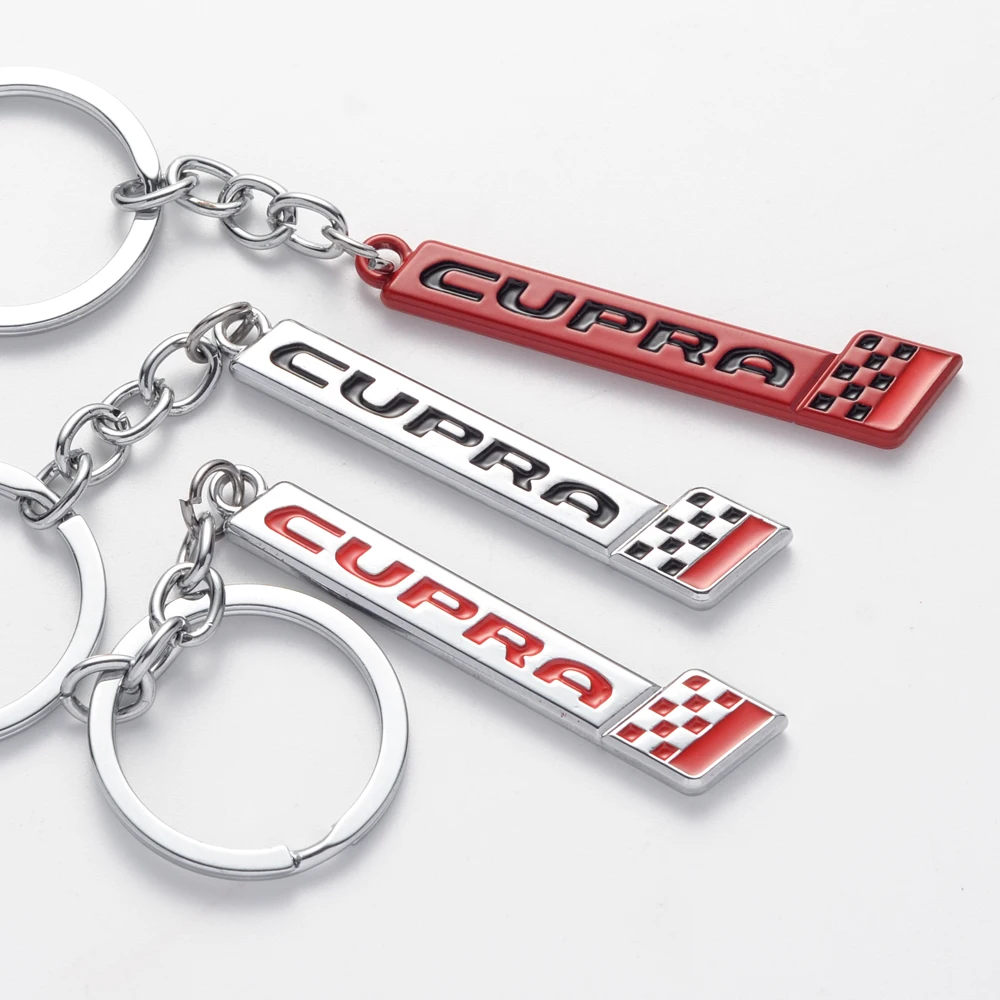 Car Keychain Race Flag Logo Metal Keyring Key Ring Holder For Ateca Mii Leon 5F Ibiza 6J Tarraco Alhambra Arona Accessories