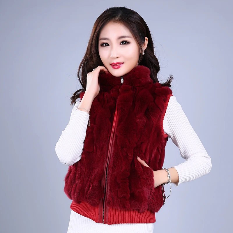Real Fur Rabbit Korean Rabbit Fur Coat Natural Fur Vest Short Female Rabbit Vest Women Fur Coat Real Fur Coat Free Shipping