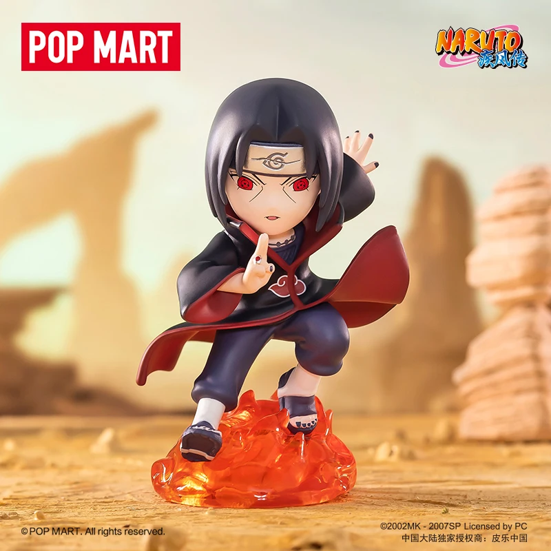 POP MART Naruto Sasuke Ninja World War Series Anime Action Figure Guess Bag Ornament Figurines Home Decor Desktop Dolls Model