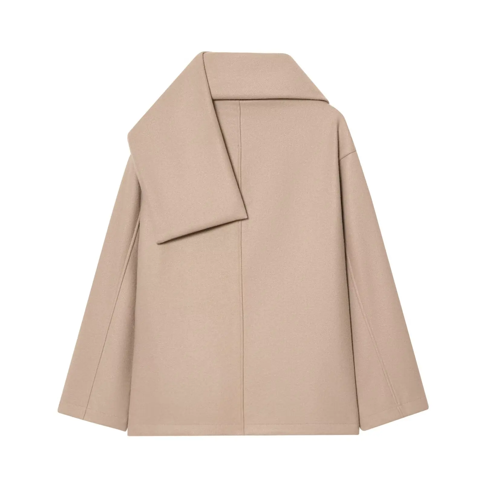 BSAY Französischer Minimalistischer Damenmantel mit einteiligem Schal-Kragen, Rundhalsausschnitt, einreihig, mit Taschen, für den Alltag im Herbst und auf Reisen. – Detail 10