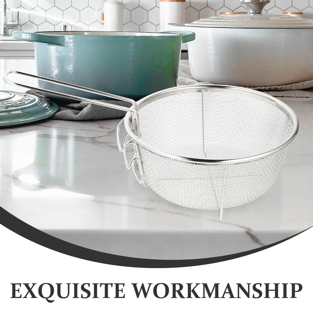 

2pcs Deep Stainless Steel Oil Filter Mesh Frying Basket with Folding Handle Large Capacity Kitchen Cooking for French