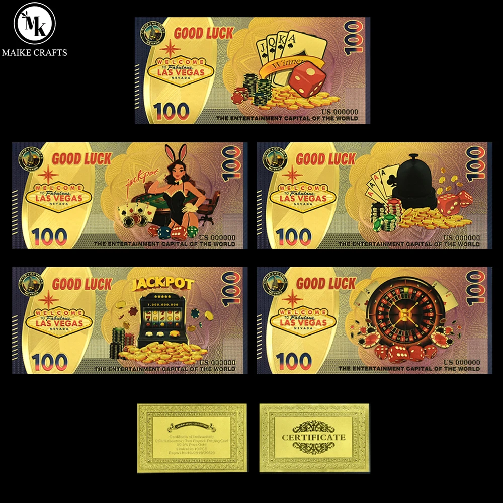 

Las Vegas Casino Gold Foil Banknote Lucky Money Souvenir Fake Bill Plastic Prop Collectible Gift Decoration