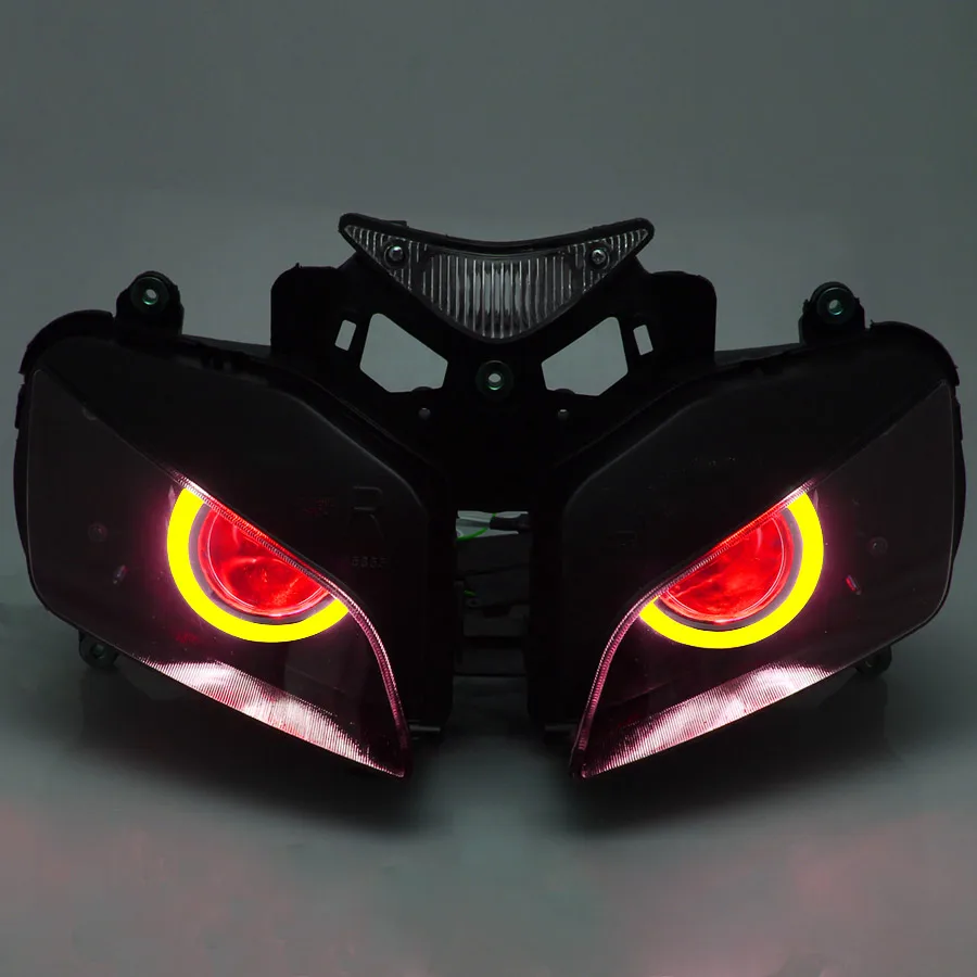 Motorcycle Custom Angel Eye LED Headlight HID Projector Headlamp Assembly faros led moto Head Light For Honda CBR600RR 2003-2006