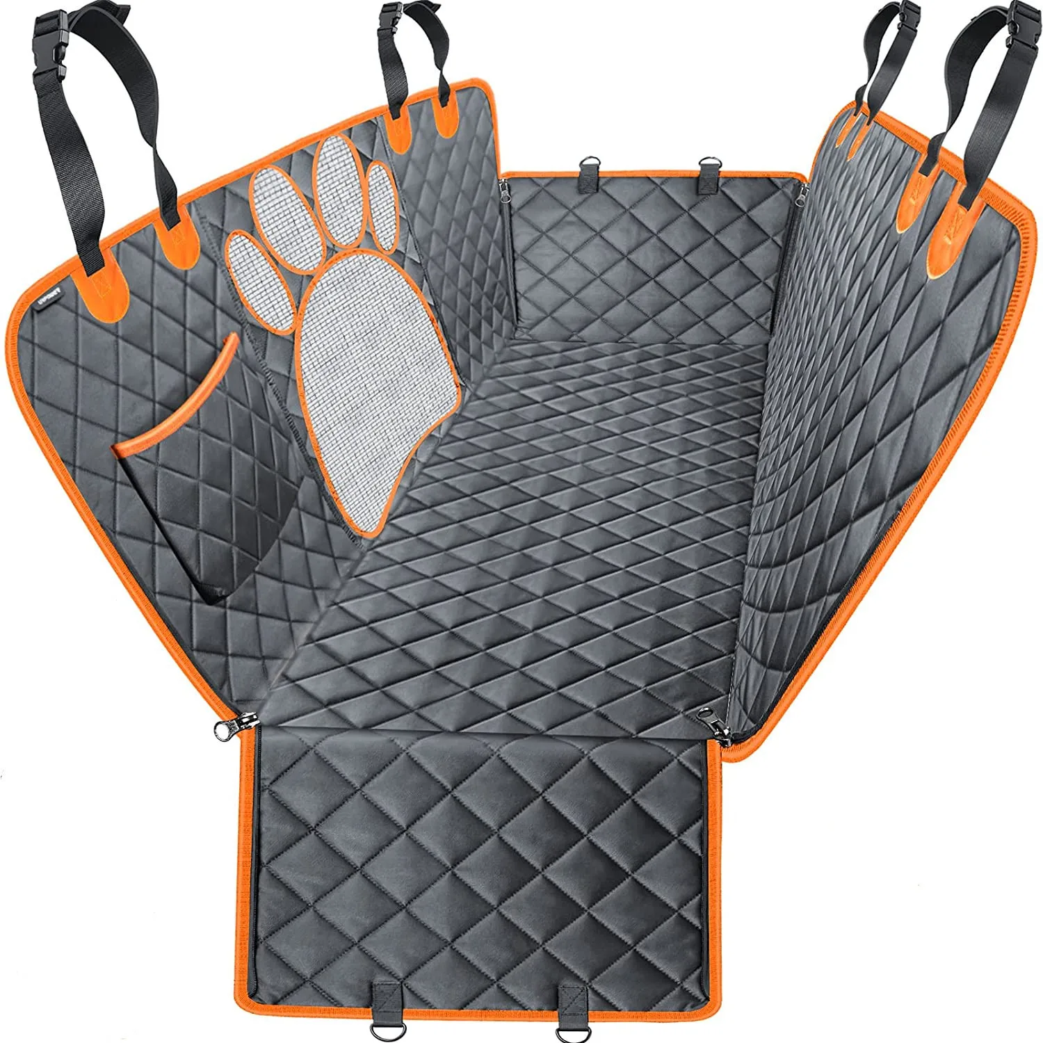 Car Seat Cover for Back Seat Waterproof Dog Hammock with Mesh Window and Side Flap Pet Car Seat Protector Dogs Backseat Cover