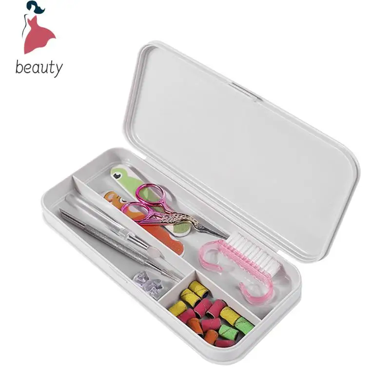 Plastic Nail Art Storage Box, Nail Parts Organizer, Cuboid Container, Packaging Case para Nail Brush File, Manicure Tools