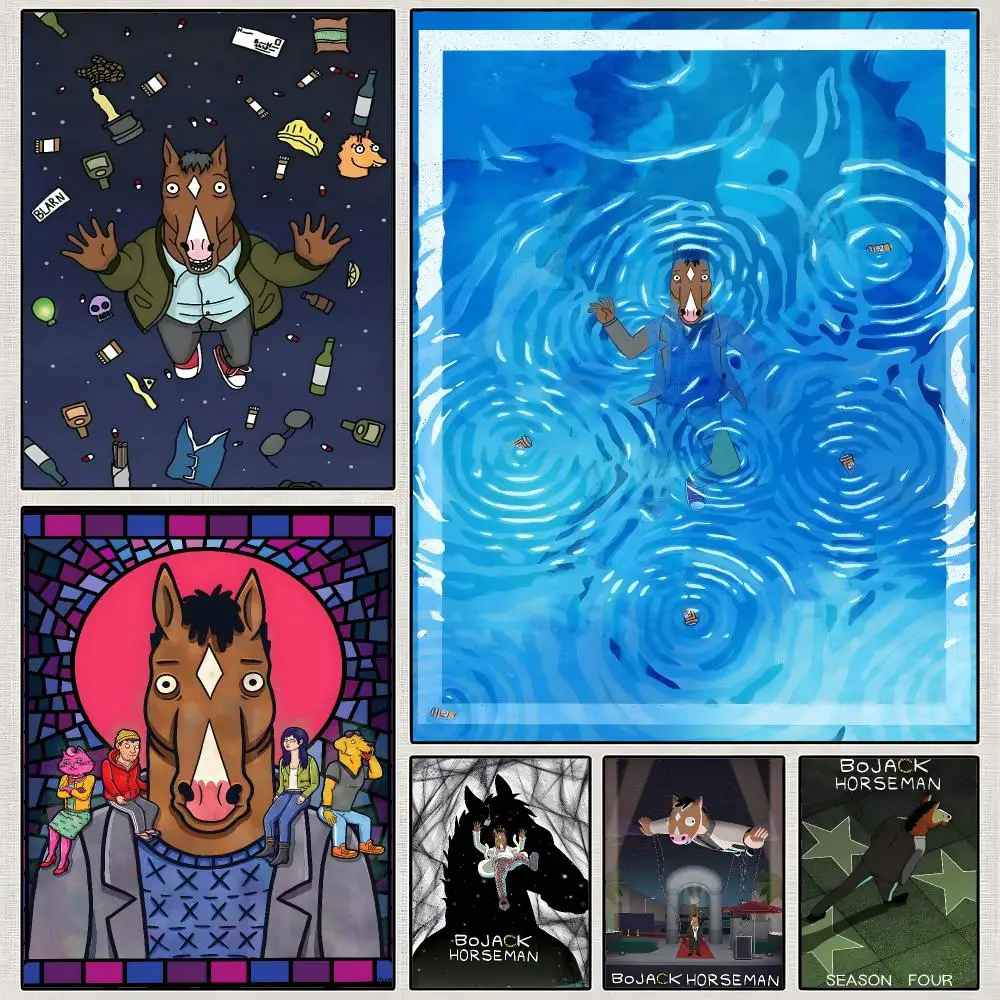 Animation BoJack Horseman Comedy Poster PP Wall Art Print Removable Water-Resistant Home Decor for Bedroom Apartment Gift