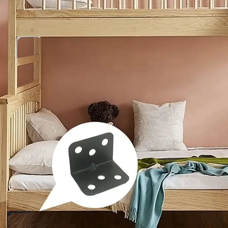 10/20/30pcs 6 Holes Right Angle Brackets, Furniture Repair Fasteners, Used for Tables, Chairs, Bed Frames, Black Corner Codes