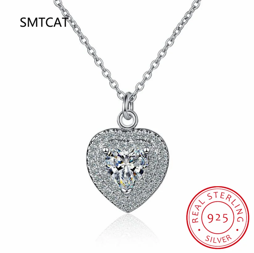 Delicate Sparkling Heart Moissanite Pendant Necklace 925 Sterling Silver 1CT Lab Diamond Fine Jewelry For Women Wholesale