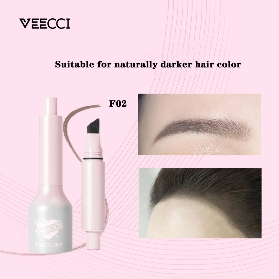 VEECCI stylo à sourcils liquide crayon à sourcils longue durée imperméable vif sauvage sourcil presse naturelle teinte à sourcils polyvalente