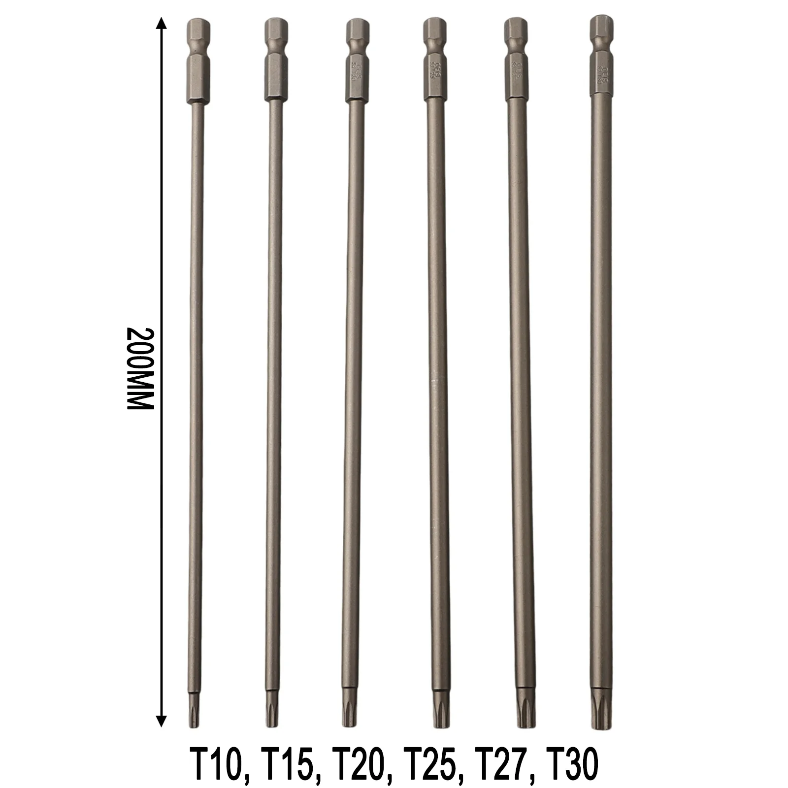 1/6pcs Torx/ Screwdriver Bit For T10 For T15 For T20 For T25 T27 For T30 200mm Length1/4 Inch Hex Shank Hand Screwdriver Tool