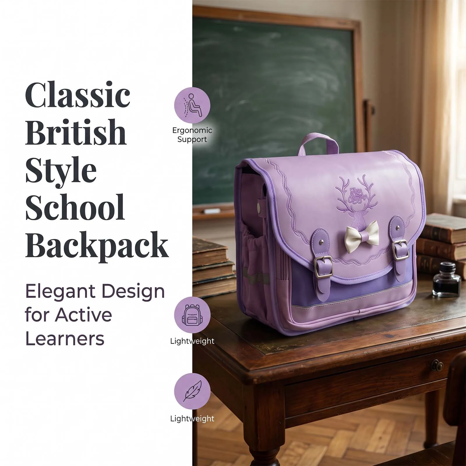 Horizontal Spine-Protecting Backpack for Kids,School Bag for Girls & Boys Kindergarten Preschool,Ergonomic Children Bookbag