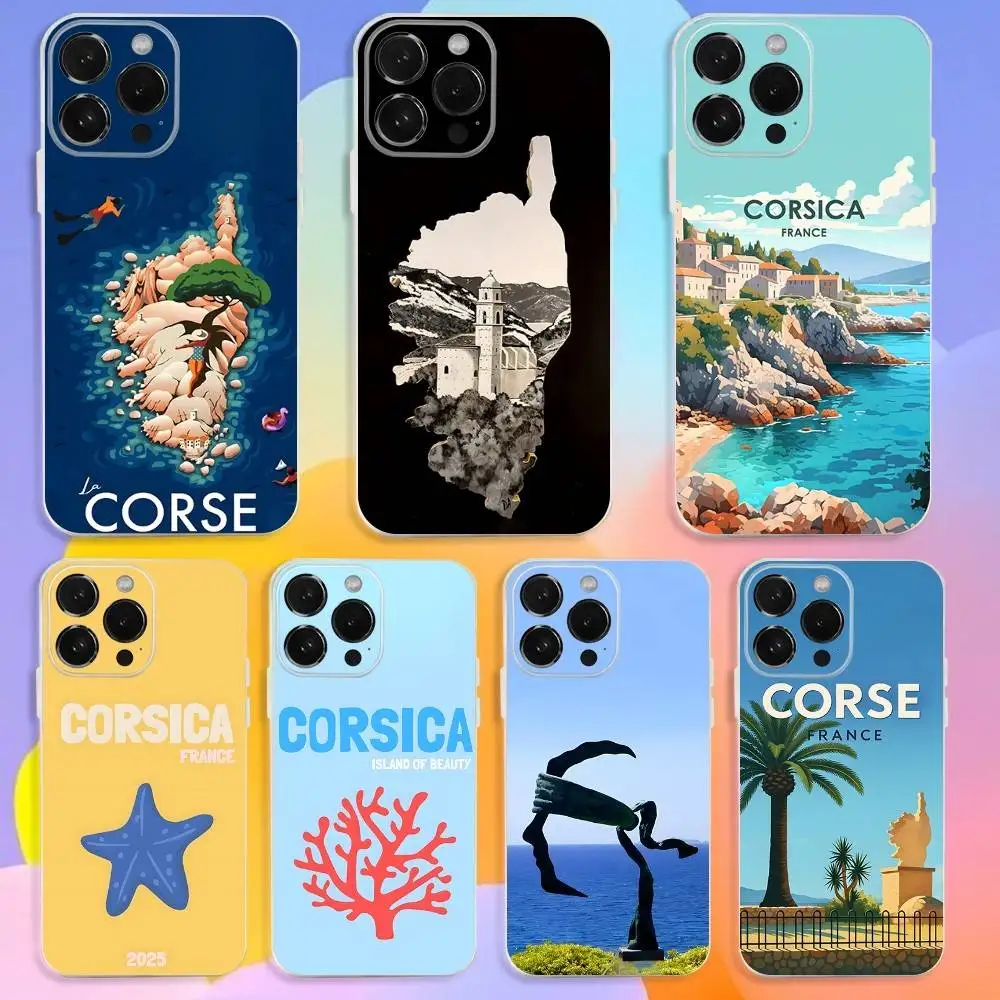 

Corse Corsica Phone Case For iPhone 17,16,15,14,13,12,11 Pro,Max,Plus,X,XS,XR,SE,Mini Transparent Silicone Soft