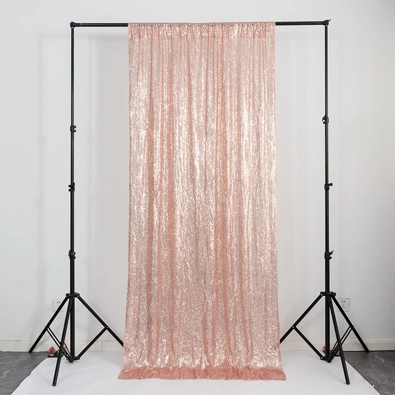 2PCS 60x300cm Multi Size Embroidered Sequin Backdrop Tube Curtain Rose Gold Silver For Wedding Birthday Baptism Events Decor