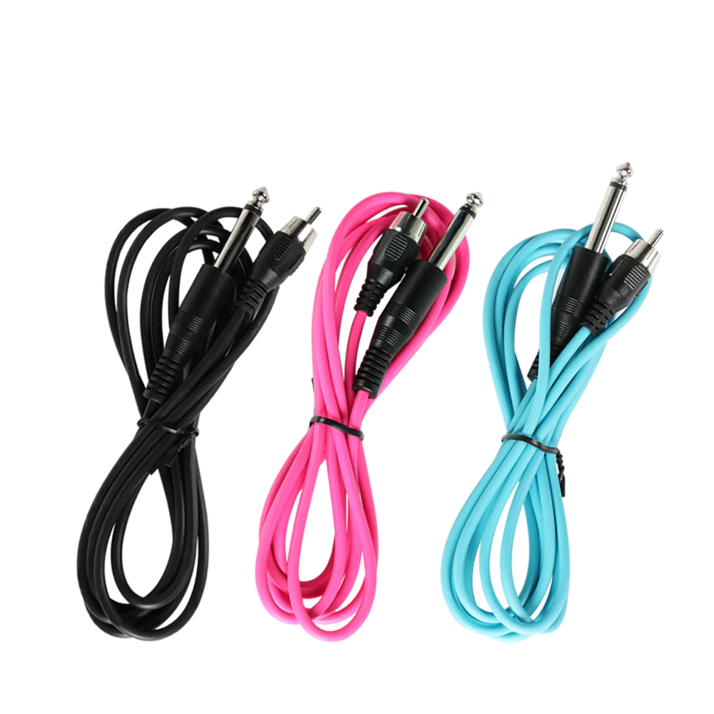 High Quality RCA Tattoo Clip Cord Cable For Tattoo Machine Power Supply Cable Straight Rubber Blue/Black/Pink Tattoo Accessories