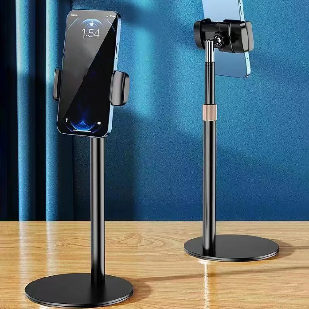 

Adjustable Height Telescopic Phone Stand Stable Base Portable Desktop Phone Holder 360° Rotate Metal Mobile Phone Bracket