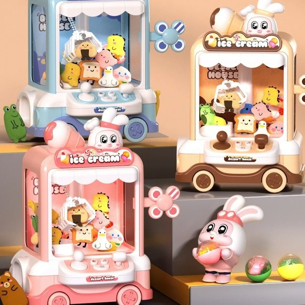 Novo coelho dos desenhos animados boneca máquina aleatória boneca diy máquina de agarrar com música leve boneca de pelúcia presente arcade para crianças