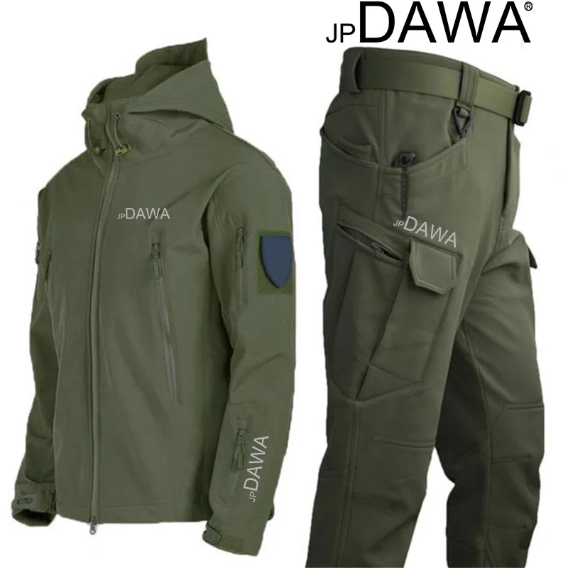 jp Dawa Winter Fishing Suit Men\'s Mountaineering Shark Skin Military Uniform Warm Wool Soft Shell Windproof Waterproof Jacket