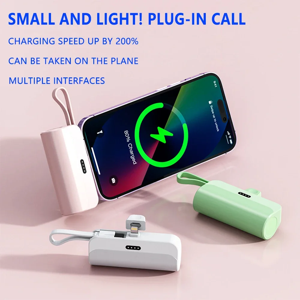 Mini capsule large capacity plug charging treasure 5000 mA emergency portable universal pocket mobile power supply