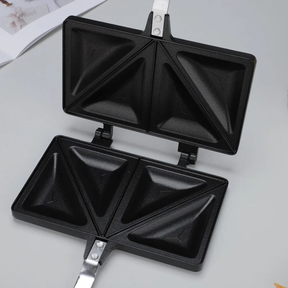 

Double-Sided Breakfast Sandwich Baking Pan Heat-resistant Aluminium Alloy Toast Frying Pan Detachable Sandwich Maker Barbecue