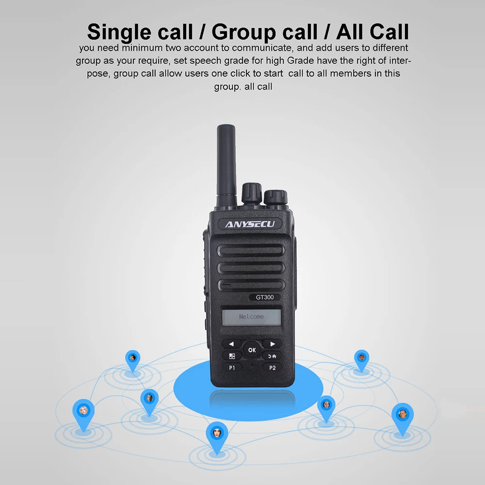 4G POC LTE Handheld Radio GT300 Linux System Work With Realptt Platform GT-300 Sim Card Walkie Talkie