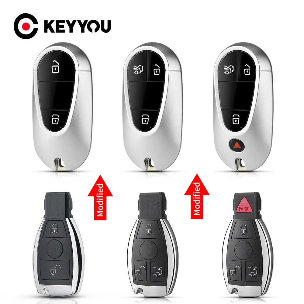 

KEYYOU For Mercedes Benz Year 2000+ Supports Original NEC and BGA 2/3/4 Buttons Modified Car Key Shell Fob