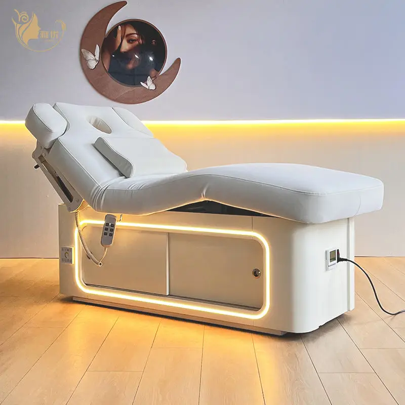 Foldable Electric Massage Bed With Adjustable Headrest And Metal Frame For Professional Salon Spa Use