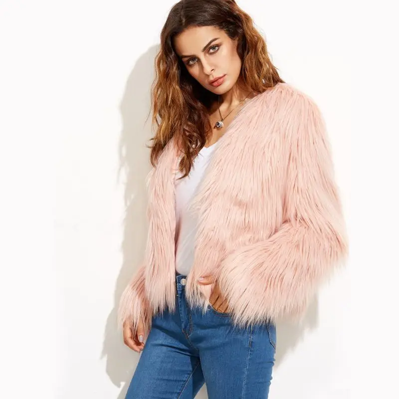 New Autumn Winter Coat Women Foreign Trade Women's Fur Coat Long-sleeved Women's Floating Fur V-neck Coat Faux Fur