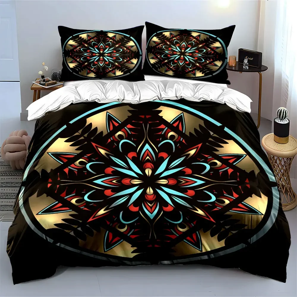Decorative Mandala Ornament Set Soft Comfortable Duvet Cover Bedding Set Included 1*Duvet Cover & 2*Pillowcases, gift