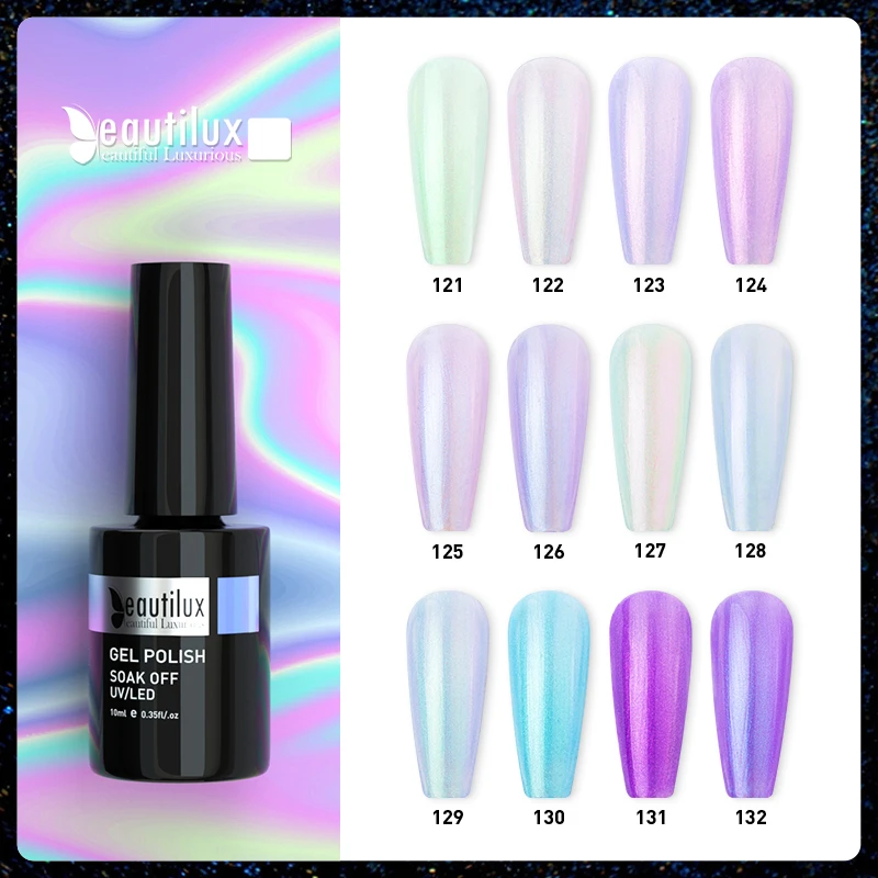 Beautilux Mermaid Nail Gel Polish Shell Pearl Color Gels Nails Art Varnish Soak Off UV Semi Permanent Nail Polish Lacquer 10ml