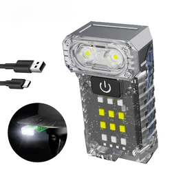 90 ° Rotate Flashlight MINI LED Flashlight USB Rechargeable Portable Metal Clip Super Bright Lantern COB Emergency Light