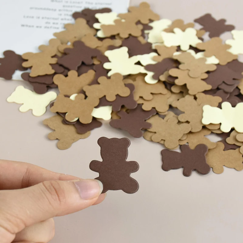 100Pcs Cream Brown Bear Scatter Confetti Birthday Party Decorations Festivals Theme Baby Shower Confetti Decoration Supplies