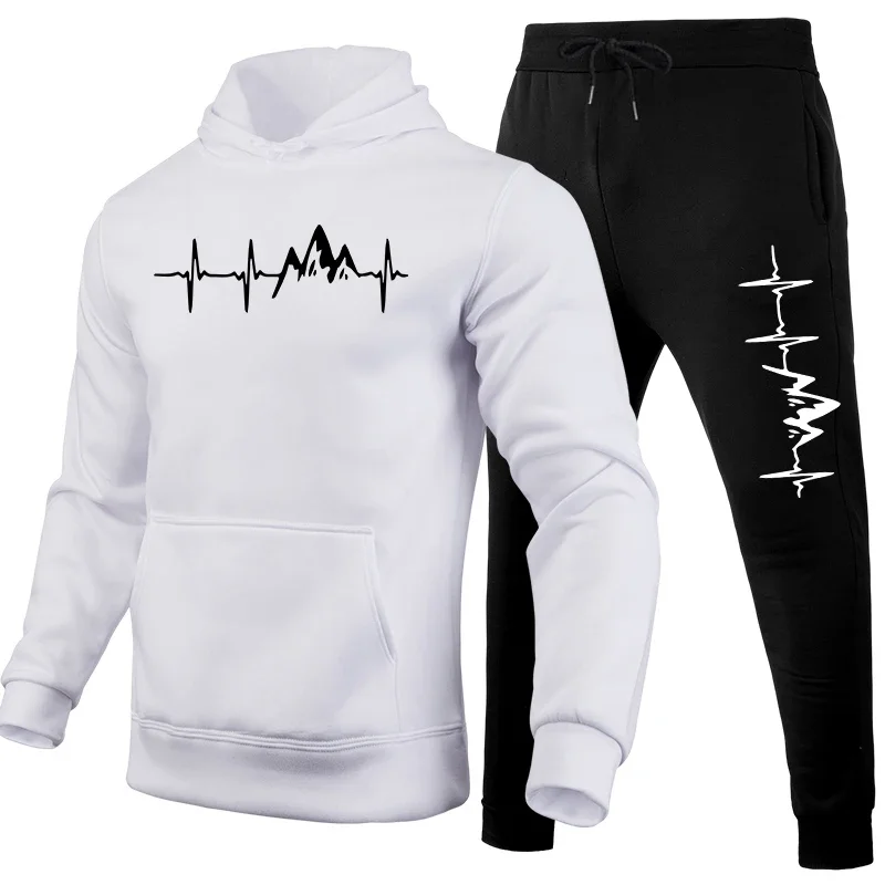 Running Mens Tracksuit Casual Printed Sweatshirt Sportswear Fitness Sports Jogging Mens Clothing Single Piece Hoodies Pants 2025