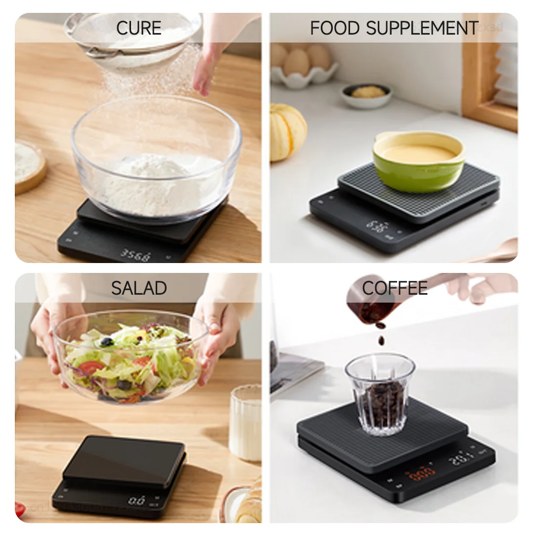 Xiaomi SENSSUN Electronic Coffee Scale 3kg High Precision Two Timing Modes Touch Pad Keys 300mAh Rechargeable Digital LCD Scale