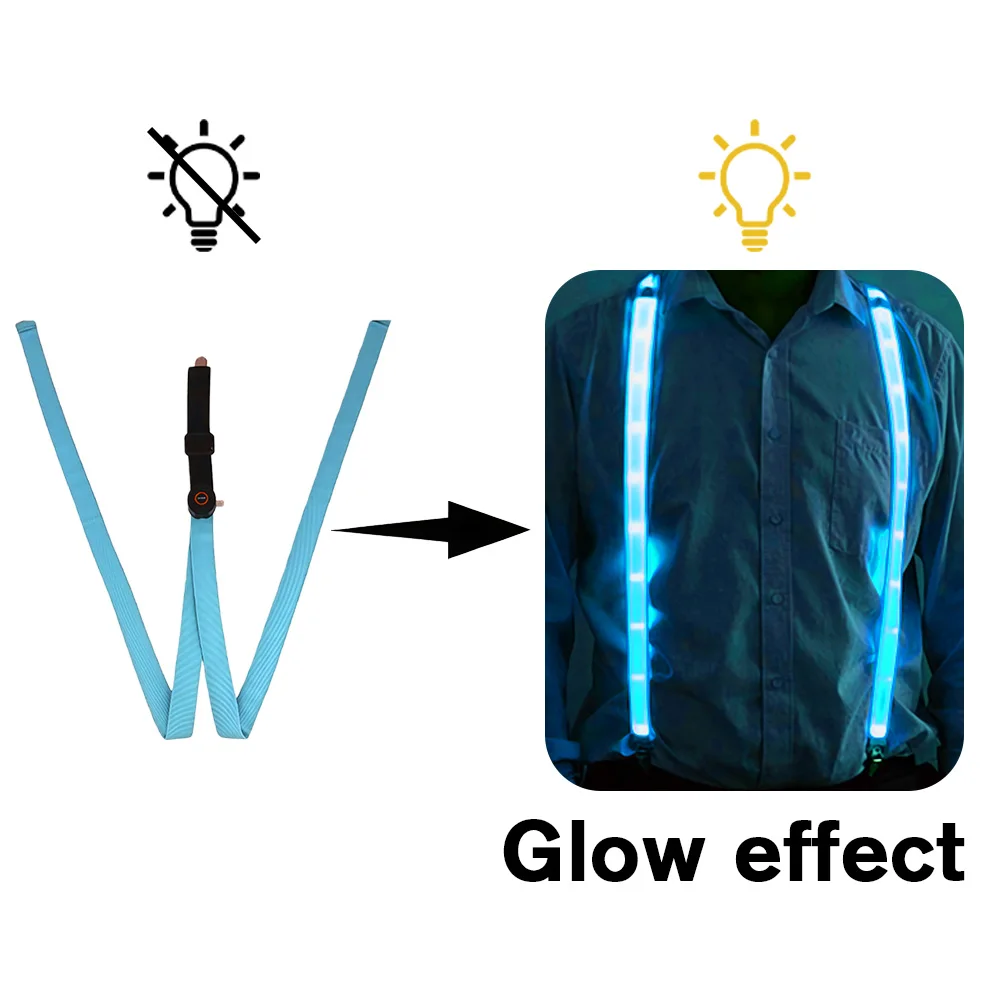 Ensemble de fête à bretelles lumineuses LED 3 pièces, ceinture lumineuse réglable, adapté aux boîtes de nuit, aux célébrations d'anniversaire et aux spectacles