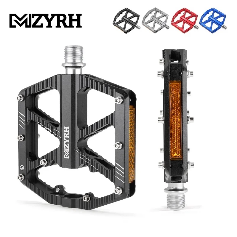 Reflective Bike Pedal 3 Bearings Non-Slip MTB Pedals Aluminum Alloy Flat  Waterproof Bicycle Pedals