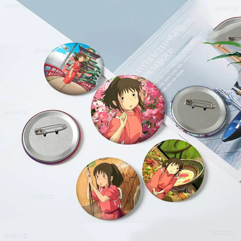 Ghibli Miyazaki Hayao S-Spirited Classic Photo Brooches Creative Round Badge Gifts Pins 32/44/58mm