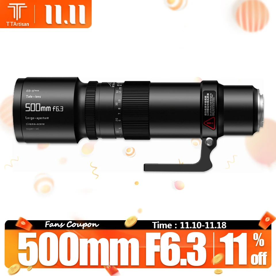 TTArtisan 500mm F6.3 Full Frame Large Aperture Telephoto Lens for Camera Photography with Sony E GFX Z F Canon EF RF L Mount