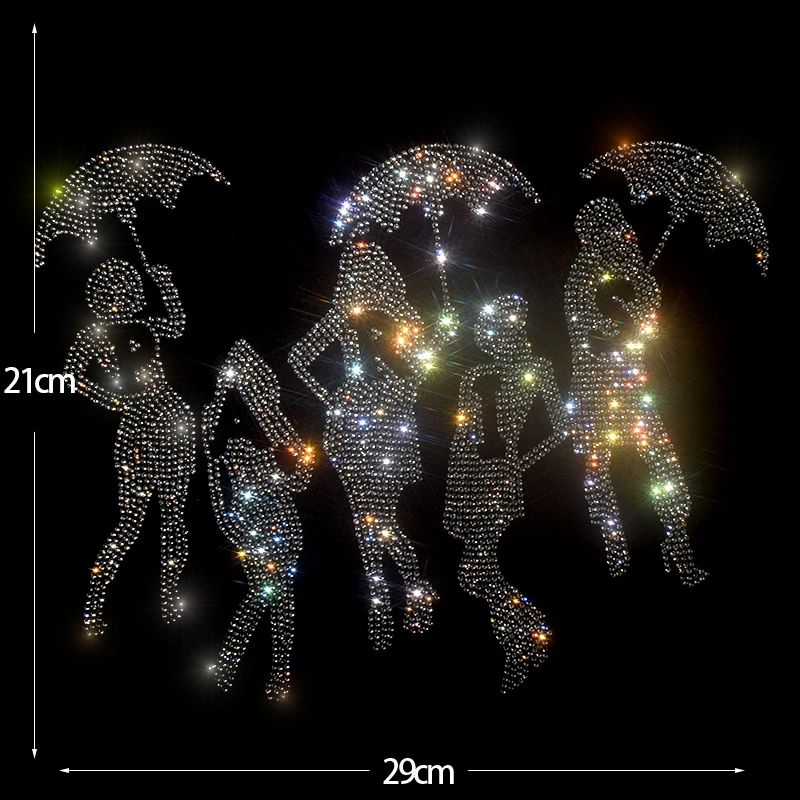 Styling of rhinestones and sequins on sweaters, jeans, outerwear, accessories and fashion patches