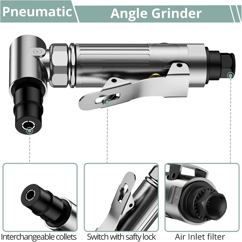 

【Hot Selling】Angle Air Die Grinder, 90 Degree Heavy Duty 20,000 RPM Compressed Sander Polisher Tool For Contour Grinding, Polish