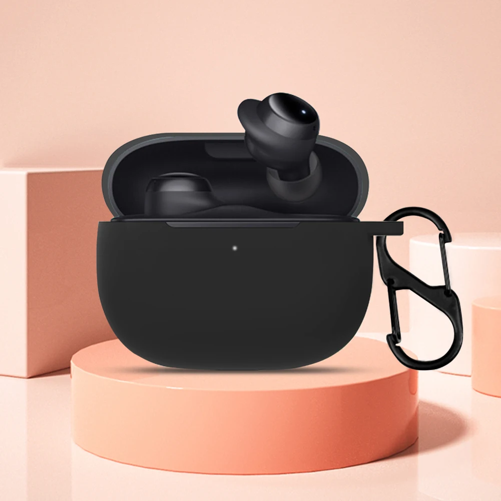 Защитный чехол из жидкого силикона с металлическим крючком, портативный чехол для беспроводной гарнитуры, полноразмерный противоударный чехол для Redmi Buds 3 Lite