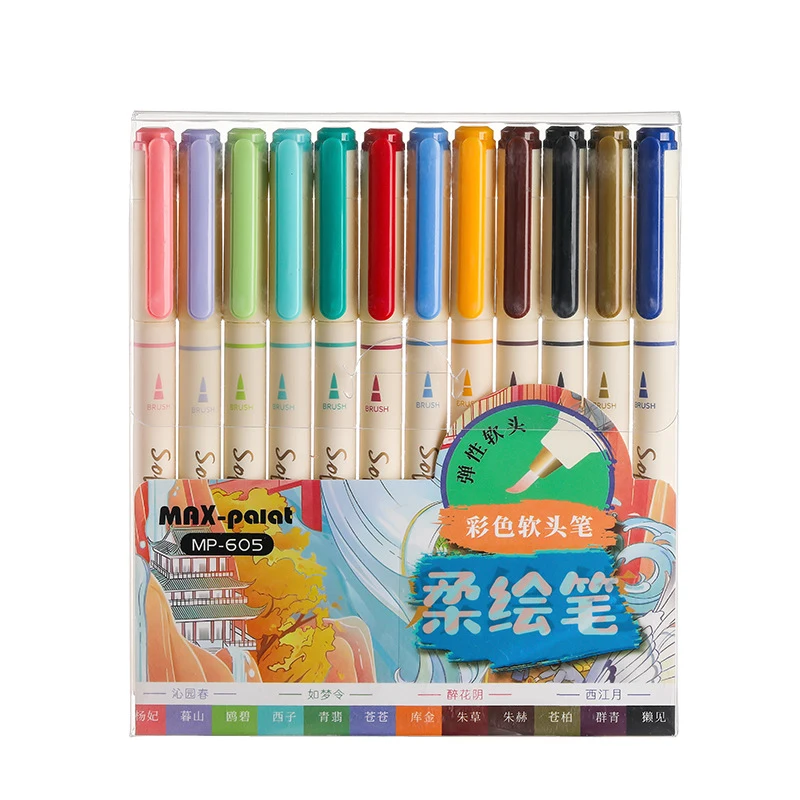 

Kit 12 Colors Soft Brush Calligraphy Pen for Scrapbooking