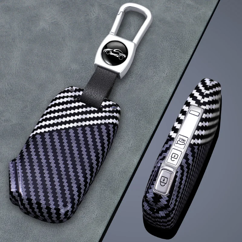 Carbon Fiber Car Key Cover Fob Case Shell for Kia K3/K5 DL3/K7/K8 GL3/Sorento MQ4/KA4 Carnival/Sportage NQ5/Niro SG2/Seltos/EV