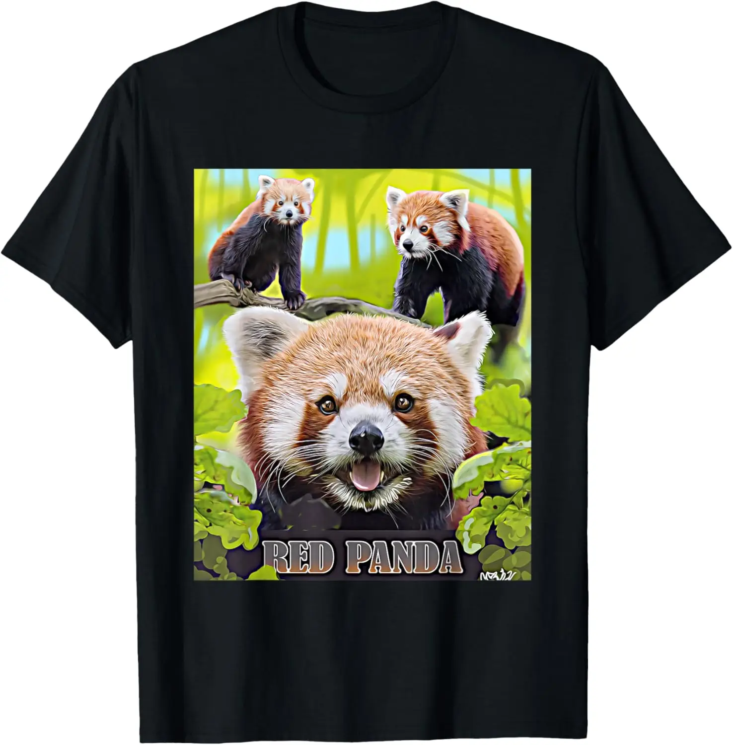 

Cute Red Panda In The Wild Montage Illustrated T-Shirt