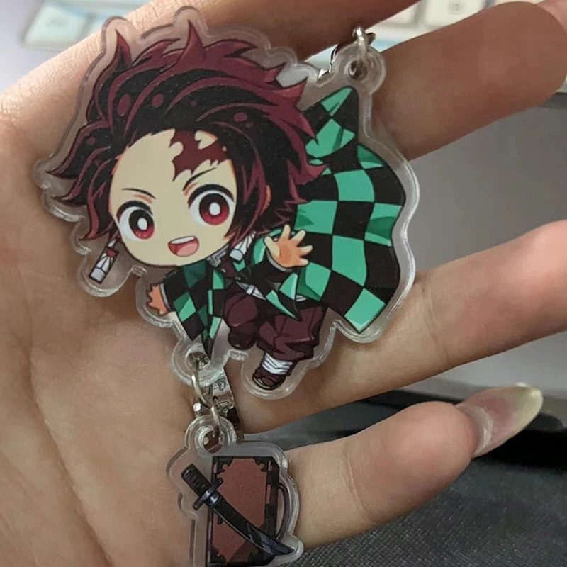 Schlüsselanhänger Demon Slayer Acryl-Schlüsselring Niedlicher Cartoon Tanjiro Zenitsu Nezuko Anhänger Taschenanhänger Rucksack-Accessoires Geschenk für Fans – Detail 3