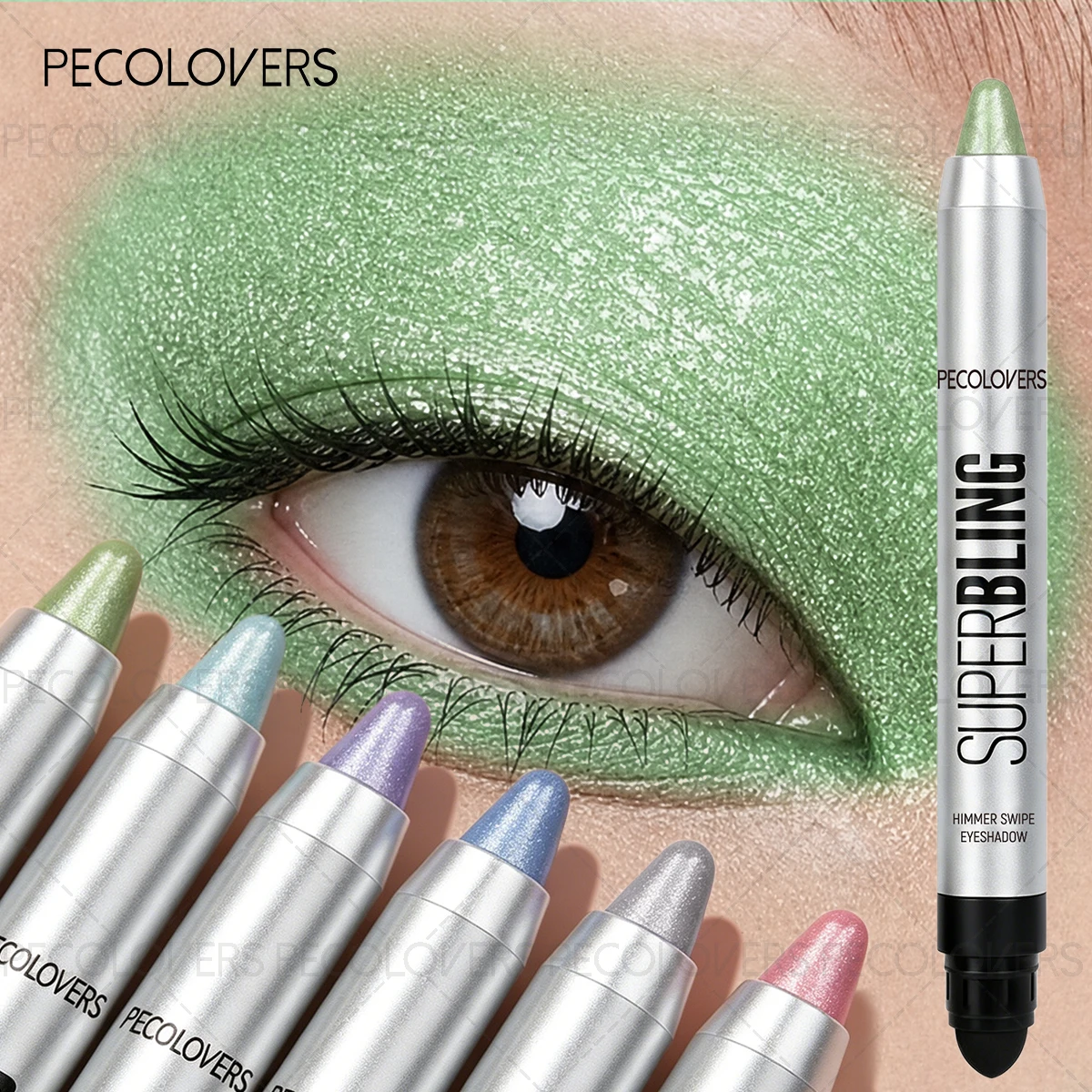 1PC Dual-Ended Eyeshadow Pen, Smoky, Waterproof, Shimmer Glitter, Easy To Use, Mixed Color Palette for Day To Night Makeup